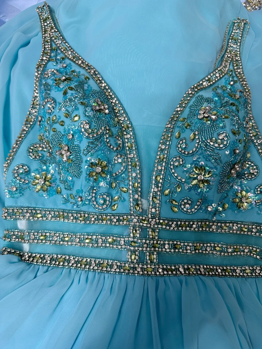 Vintage 70s Prom Dresses A Line V Neck Chiffon Blue With Beading Long Party Gown Formal Outfits RB6011