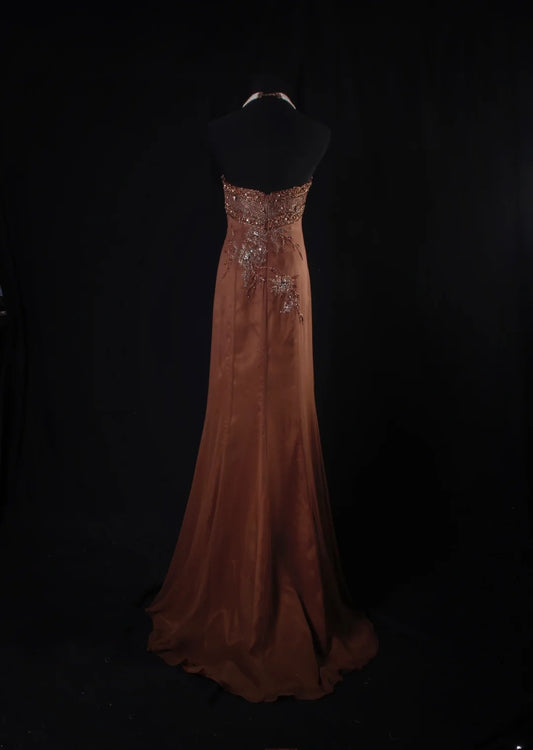 Robe de bal sirène vintage sans bretelles et sans manches, ornée de perles, longue et élégante, style années 1950, AS217