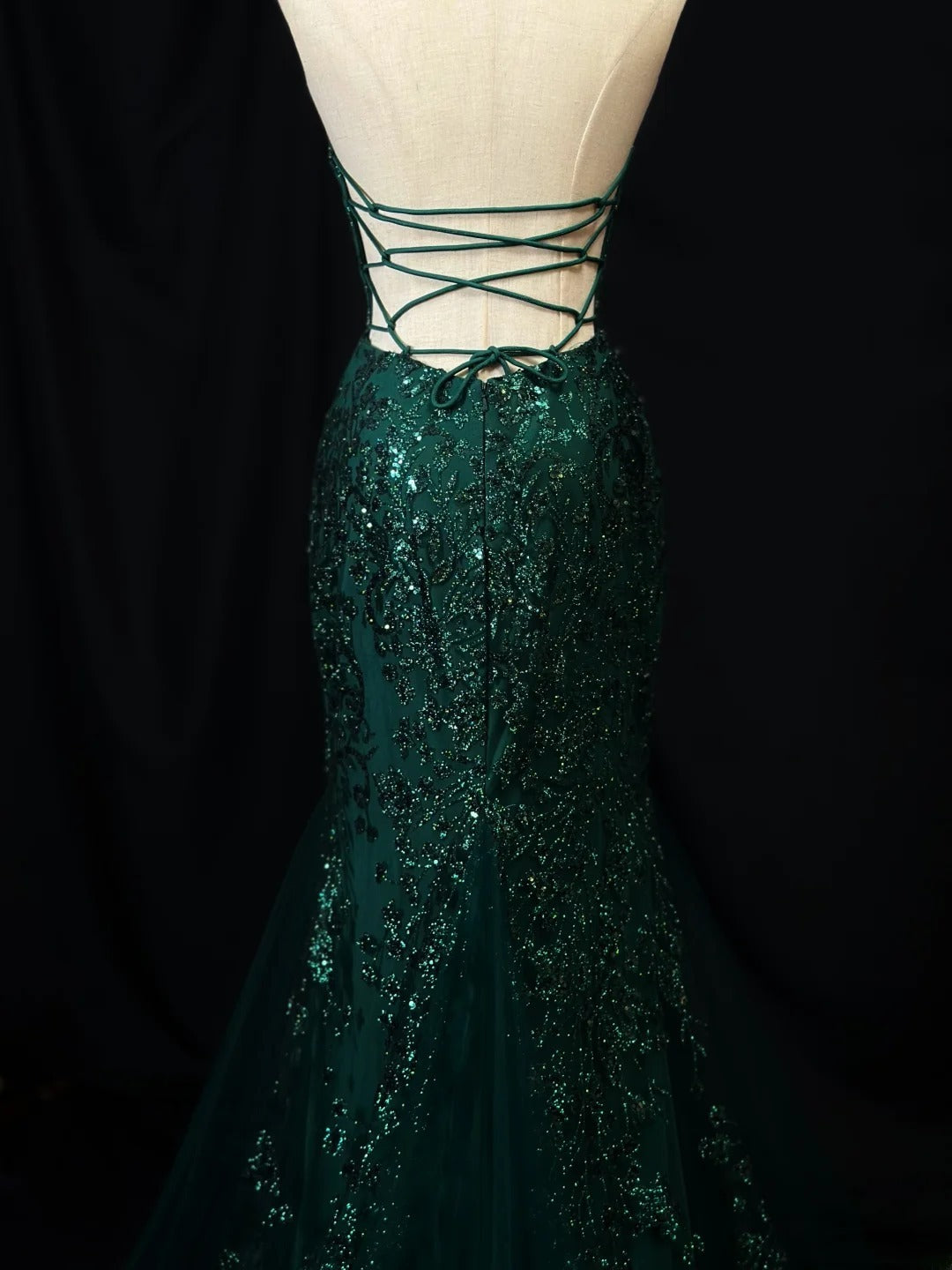 Beautiful Prom Dresses Mermaid Halter Dark Green Sequin With Backless Long Formal Outfits RB6022