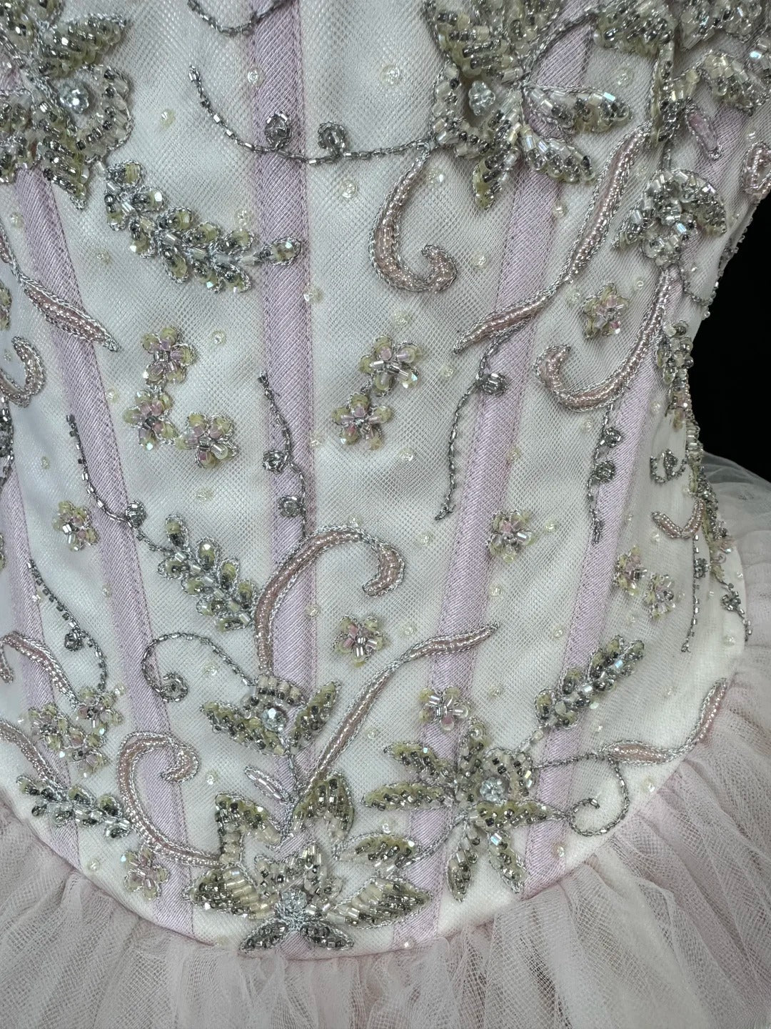 Pretty Ball Gown Straps White Pink Tulle With Beading Long 15 Quinceanera Dresses Photo Ideas Formal Outfit RB6098