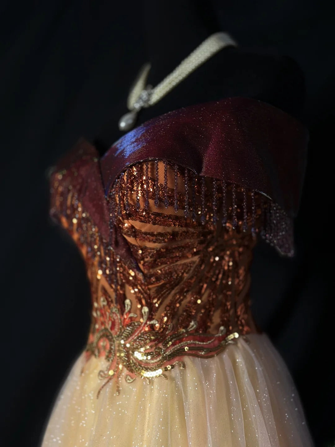 Vintage 90s Prom Dresses Ball Gown Off The Shoulder Gold Tulle With Crystals Party Gown Formal Outfits RB6107