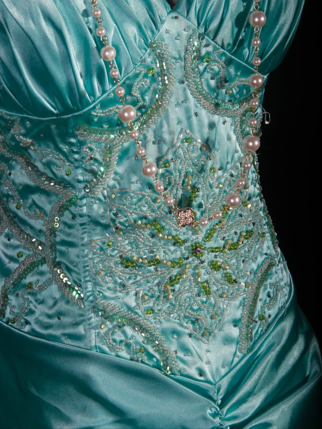 Vintage Mermaid Spaghetti Straps Tiffany Blue Satin Slit 1950s With Beads Bodice Long Prom Dresses Impress 18th Birthday Outfit Formal Gown AS292