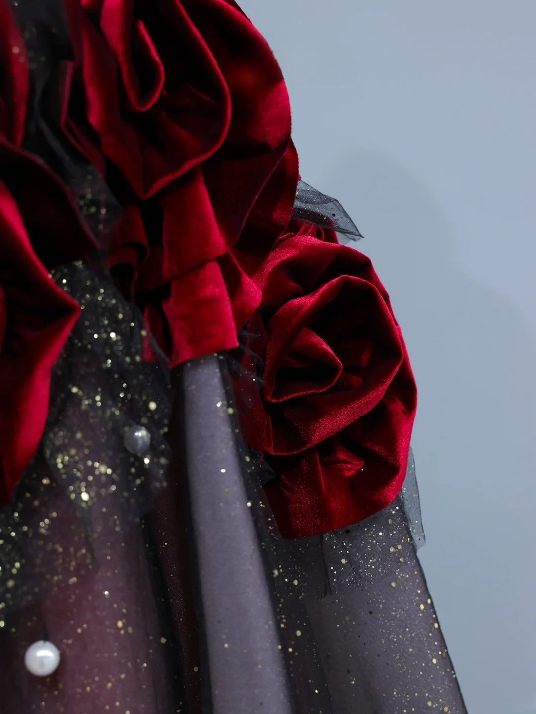 Modest Prom Dresses Aesthetic Ball Gown Strapless Burgundy Tulle Inspiration Style Impress With Flowers Long Party Formal Gown AS394