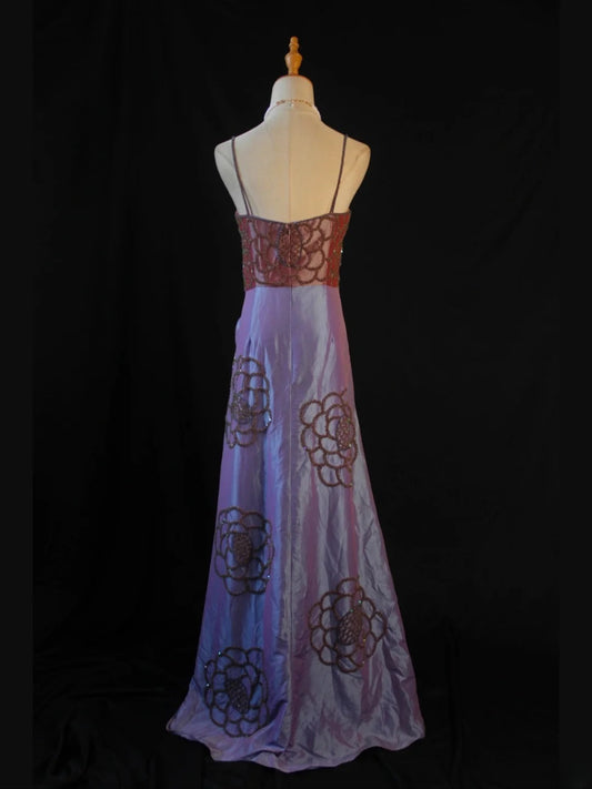 Retro 1950s A Line Spaghetti Straps Taffeta Grape Burgundy With Beads Long Prom Dresses Inspo 21st Birthday Outfit Formal Gown AS407