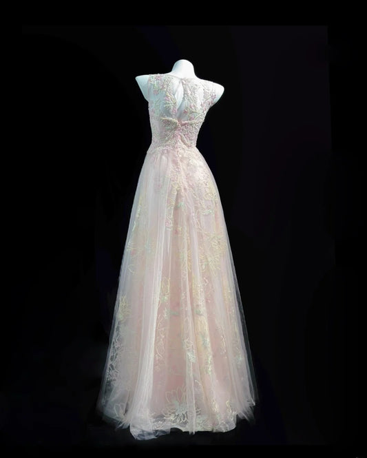 Classy Prom Dresses A Line Scoop Light Pink Tulle 1950s Retro Classy Party Formal Outfits RB6224