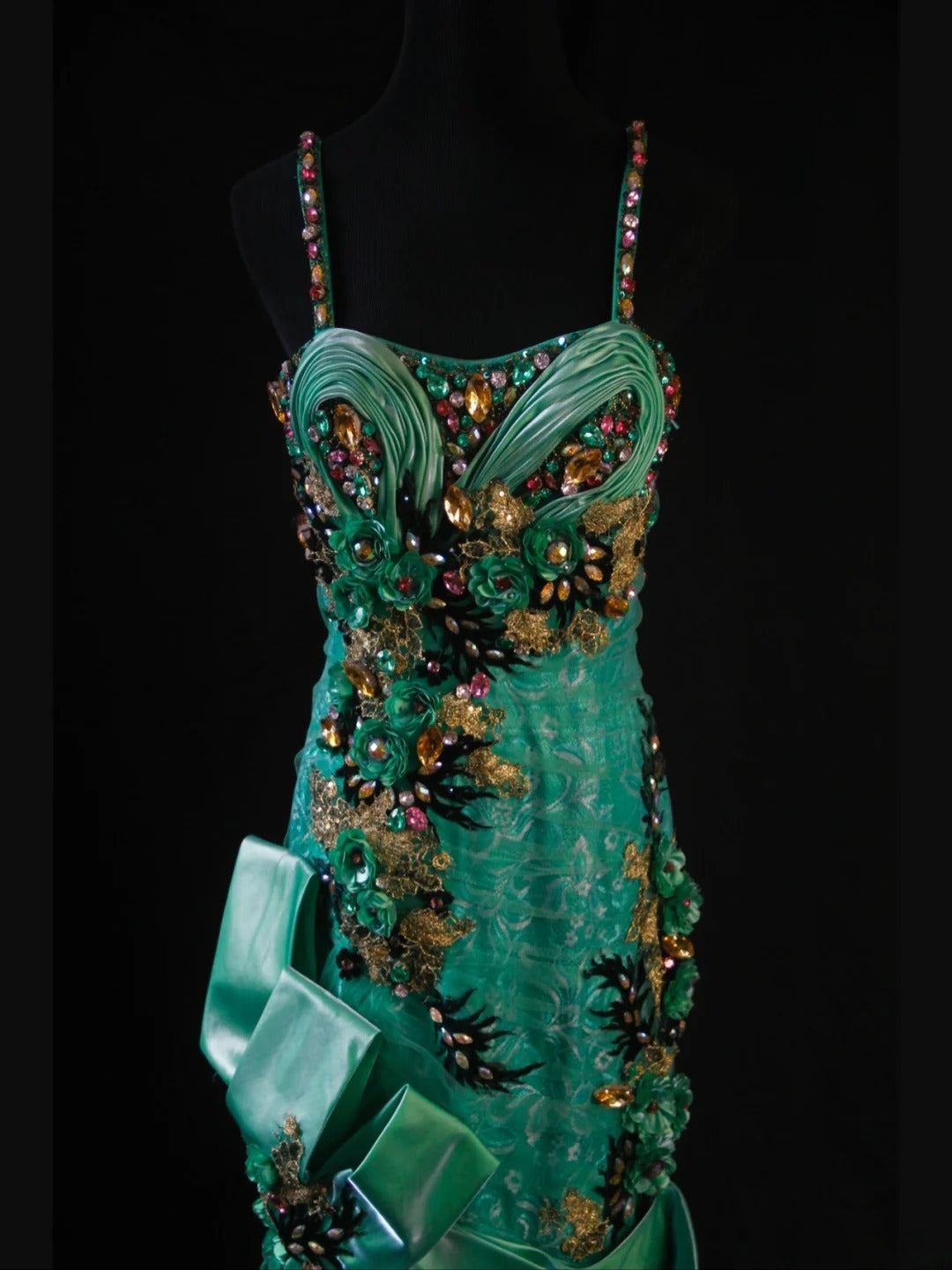 Vintage Mermaid Spaghetti Straps Green Lace 80s With Beaded Appliqued Long Prom Max Dresses Inspo 18th Birthday Outfit Formal Dress For Women AS444
