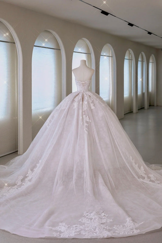Elegant Ball Gown Sweetheart Fitted Corset Lace Wedding Dress Bride Gowns Wedding Dresses AU012