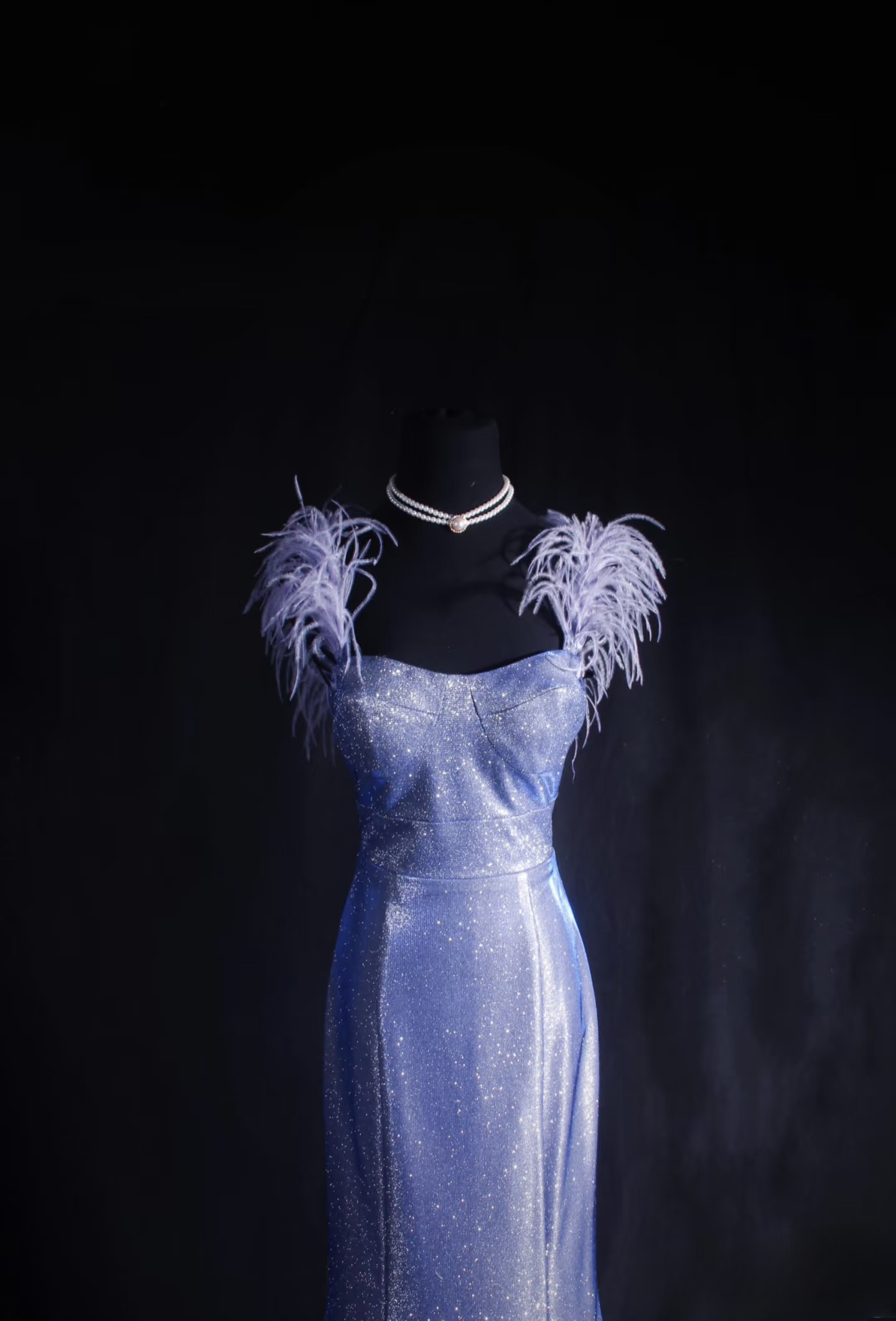 Vintage Prom Dresses 1980s Retro Classy Mermaid Strap Blue Sequins Inspo Long Prom Gown AU033