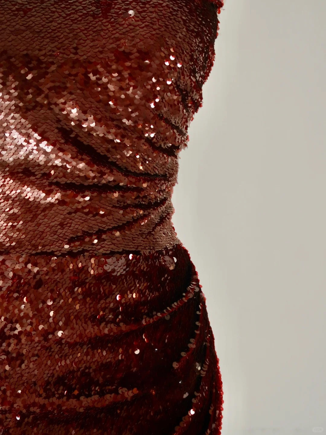 Robe de bal longue à sequins bordeaux, décolleté cœur, style sirène scintillante, sans manches, AB219