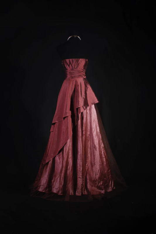 Vintage Ball Gown Strapless Burgundy 80s Taffeta Inspiration Long Prom Dresses Evening Party Dress Prom Gowns AU045