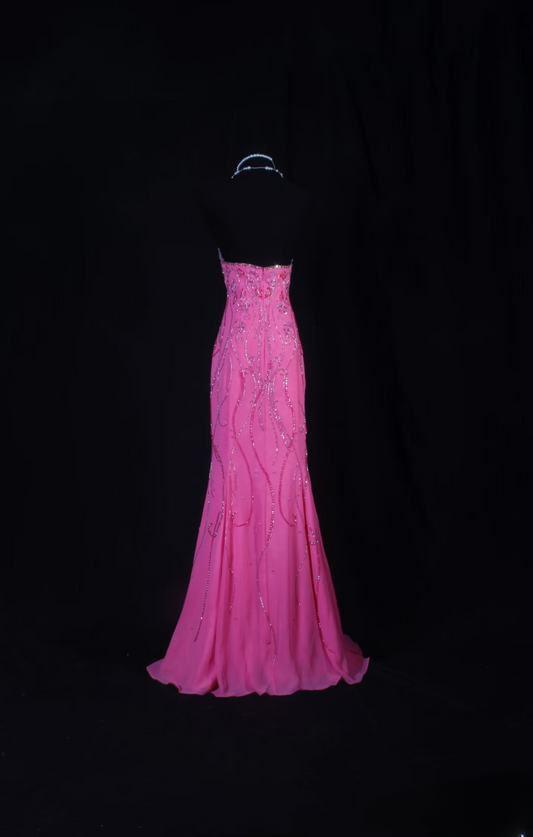 Vintage Prom Dresses 90s Ball Mermaid Strapless Hot Pink Long Prom Dress Inspiration Prom Dresses AU060