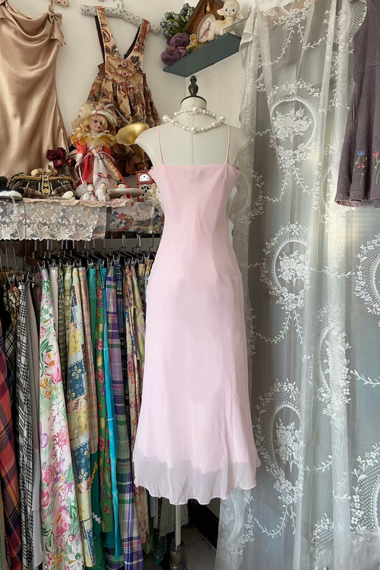 Vintage Prom Dresses 1950s Formal Retro Classy Sheath Spaghetti Straps Chiffon Pink Evening Dress Prom Party Gown AU077