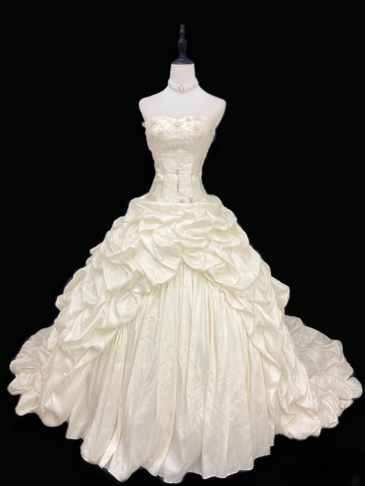 Robe de bal rétro bustier à plusieurs couches en taffetas, longue, inspirée des années 60, robe de mariée AU104