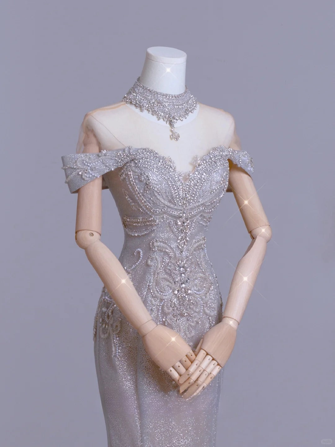 Niedliches, schulterfreies, silbernes Meerjungfrauen-Abendkleid mit kurzen Ärmeln und Perlenbesatz, langes Kleid für festliche Anlässe, AU105