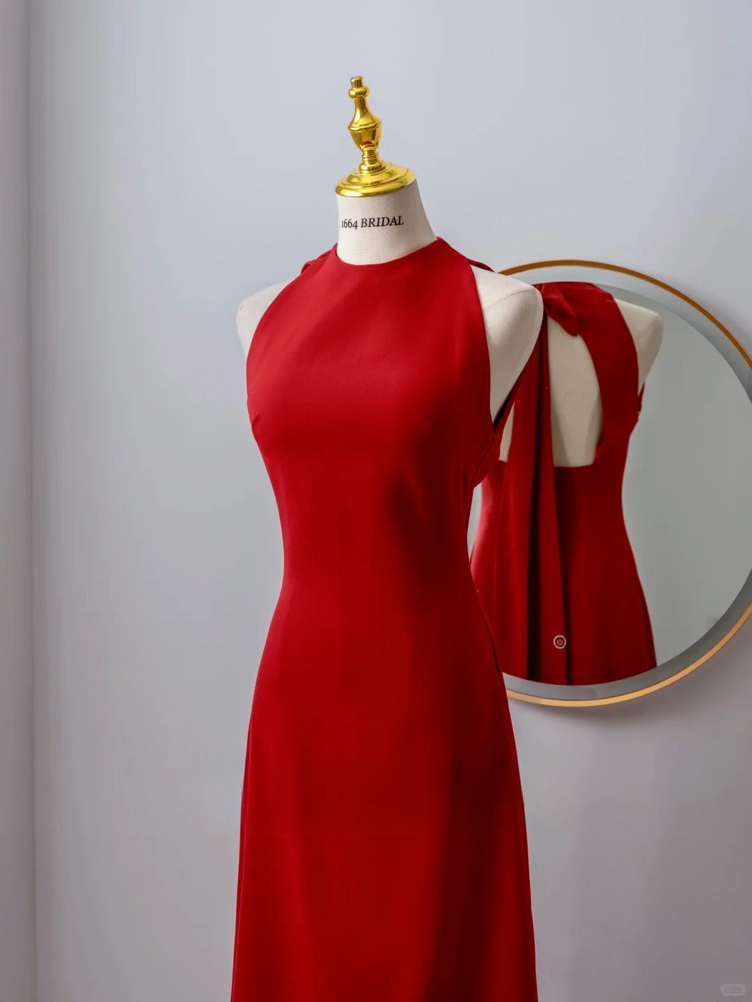 Simple A Line Scoop Neck Red Satin Backless Long Prom Dresses Formal Party Dress Prom Gown AU107