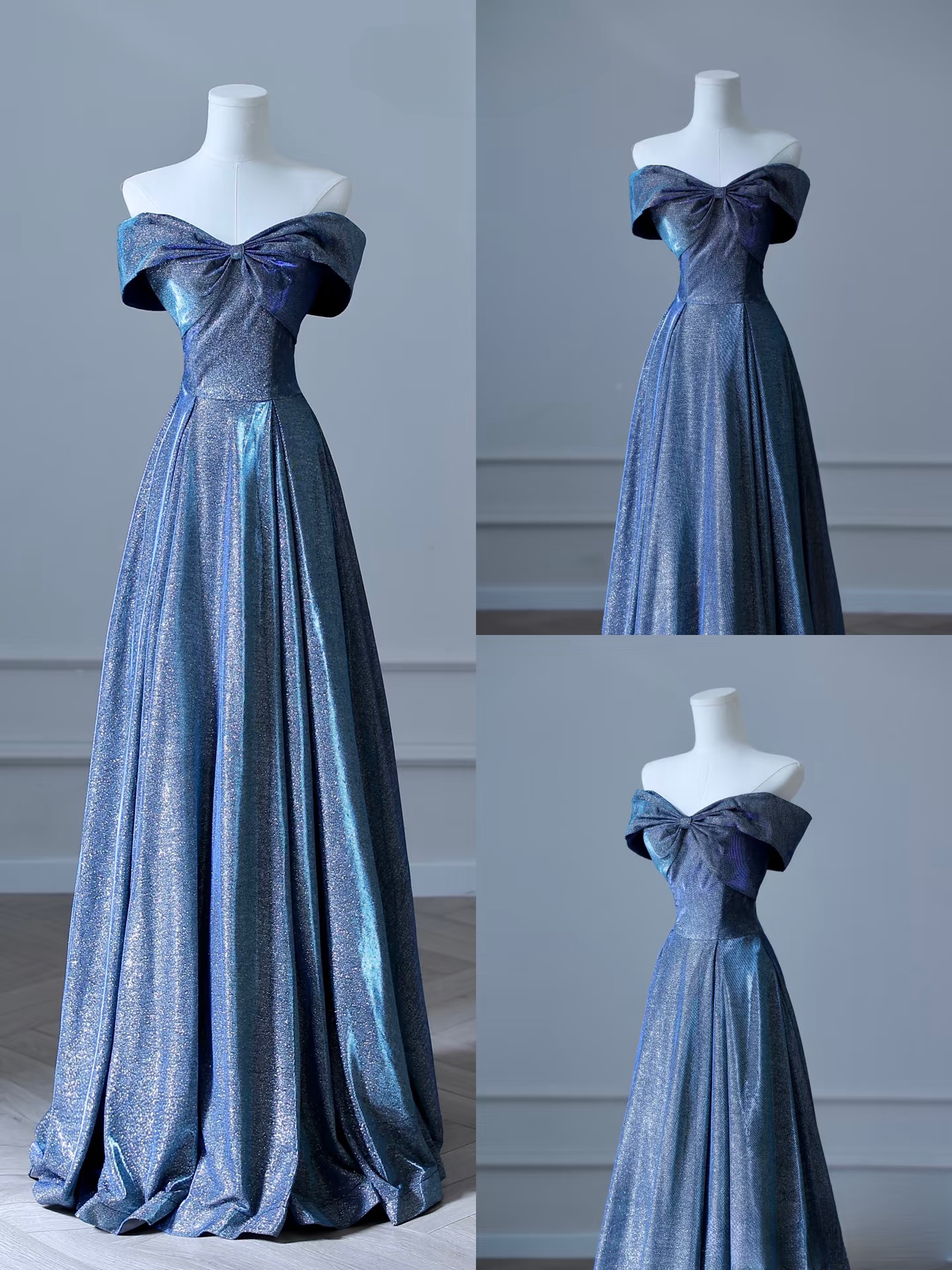 Elegantes Ballkleid mit schulterfreiem, marineblauem Pailletten-Abschlussballkleid, Inspiration, trendige Abendkleider, formelle Party-Abschlussballkleider A112
