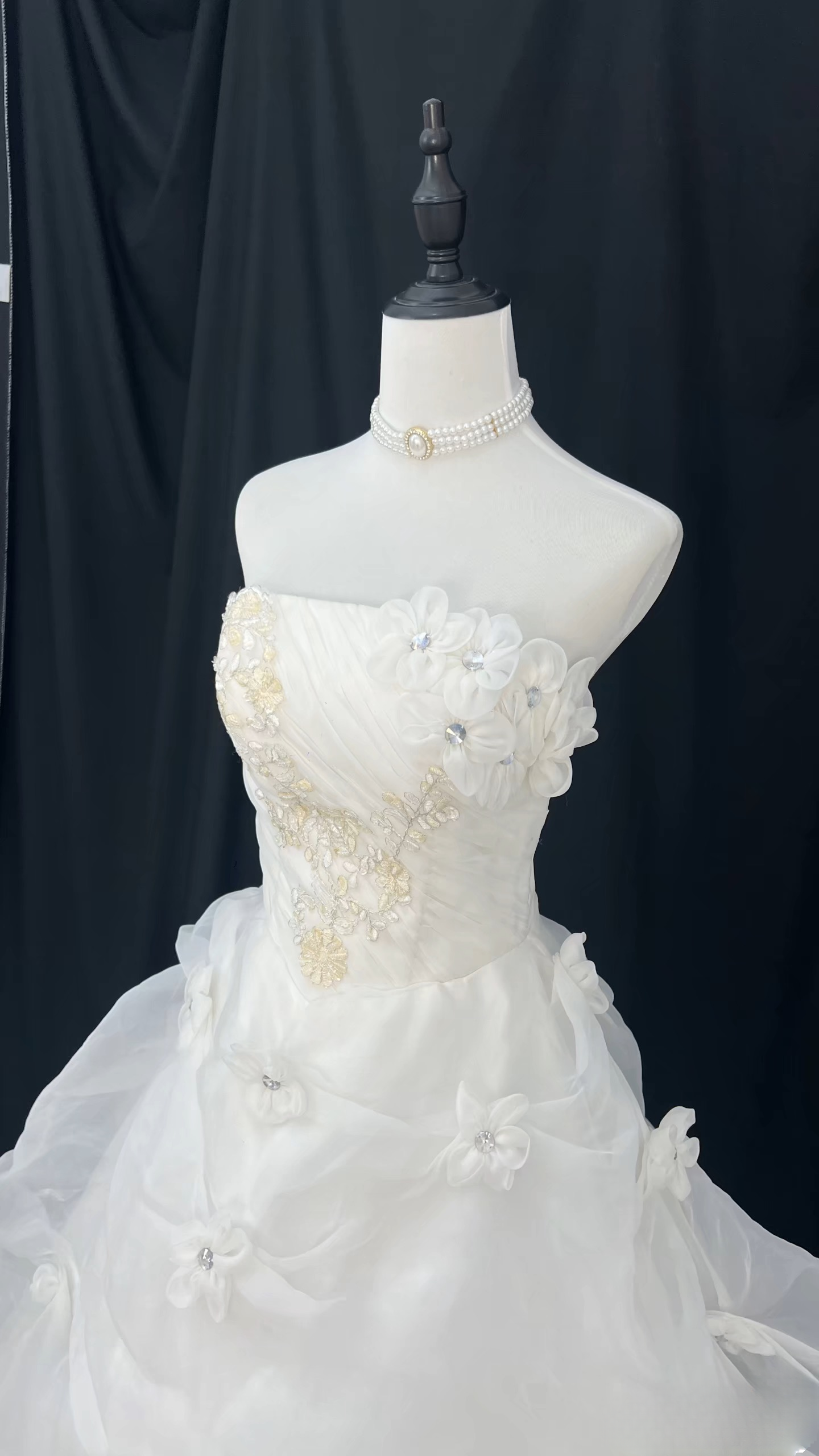 Robe de bal rétro bustier en organza blanc années 80, longue robe de mariée, robe de mariée AU112