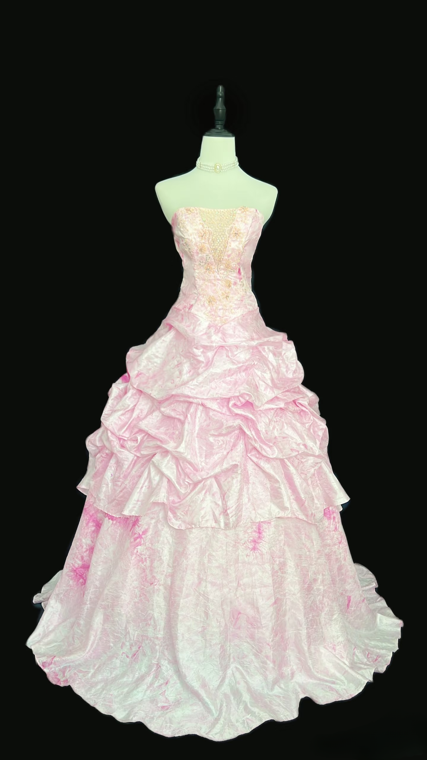 Robe de bal bustier vintage en satin rose, longue, pour quinceañera ou sweet 15/16 (AU122)