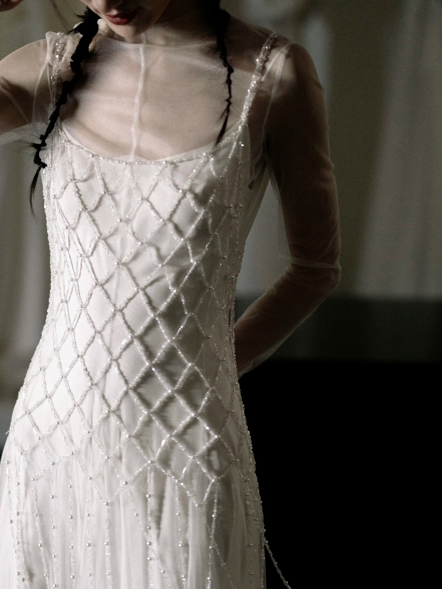 Robe de mariée sirène en tulle et perles blanches, tenue de soirée féerique, AU130