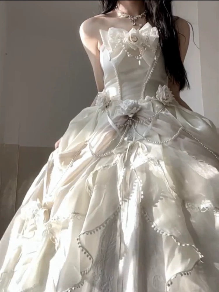Robe de bal modeste, épaules dénudées, blanche, pour anniversaire, fête formelle, longue, pour 16 ans, AU167