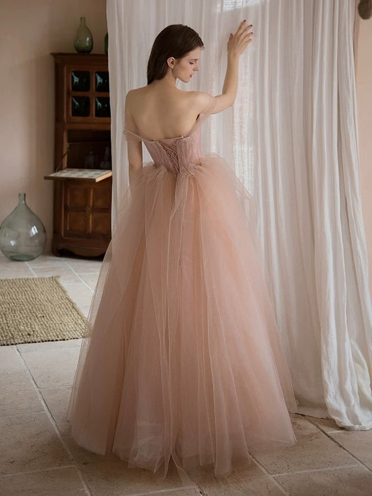Beautiful Ball Gown Off The Shoulder Pink Lace Prom Dress Inspiration Long Party Formal Prom Dresses AU182