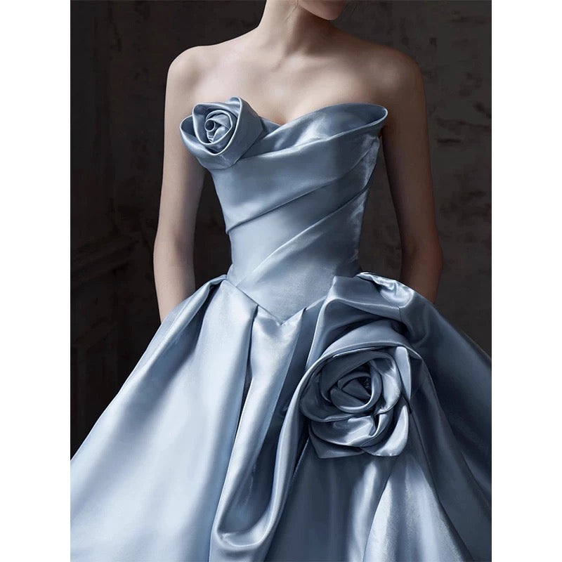 Elegantes Ballkleid mit Herzausschnitt, ärmellos, blau, bodenlang, Ballkleid, Inspirationsideen, Ballkleider, Abschlusskleid AU188
