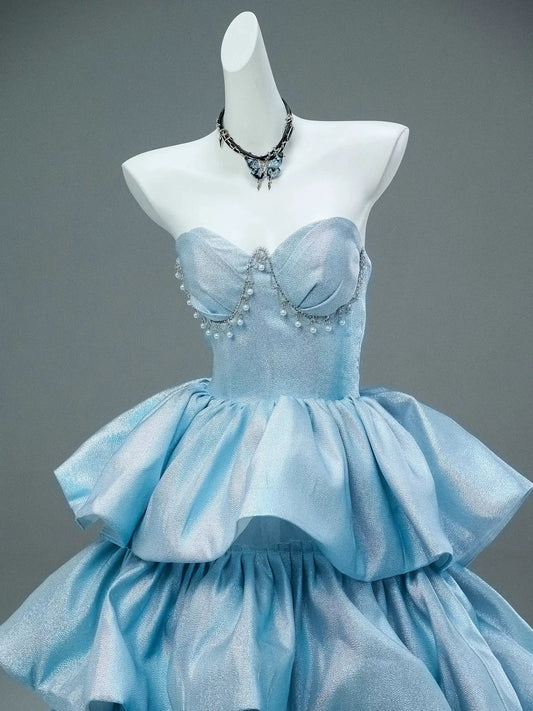 Elegant Ball Gown Sweetheart Sleeveless Blue Sequins Prom Dress Inspiration Ideas Prom Inspo Dresses Graduation Dress AU189