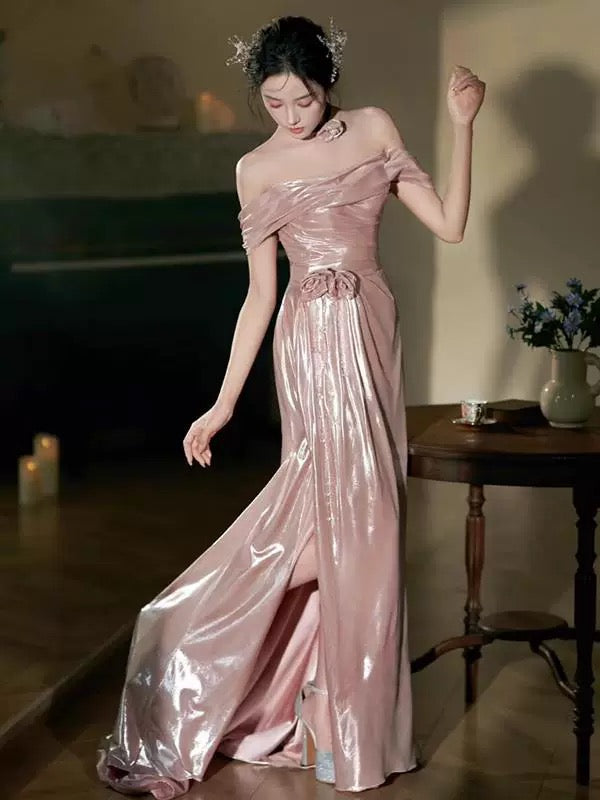 Beautiful Mermaid Off The Shoulder Pink Sequin Prom Dress Inspiration Long Party Formal Prom Dresses AU192