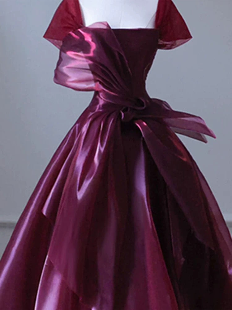Sexy Ballkleid Square Neck Burgund Organza Prom Kleid Inspiration Lange Party Formale Prom Kleider AU198