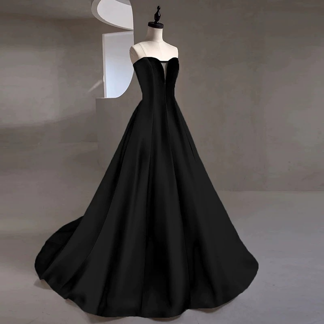 Charmantes Ballkleid Sweetheart Schwarz Satin Ballkleider Inspiration Ballkleid Prinzessin Abschlussballkleid AU219