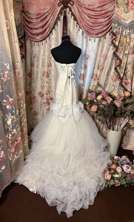 Retro Mermaid Sweetheart Neckline 60s White Fitted Corset Bride Gown Long Wedding Dresses AU229