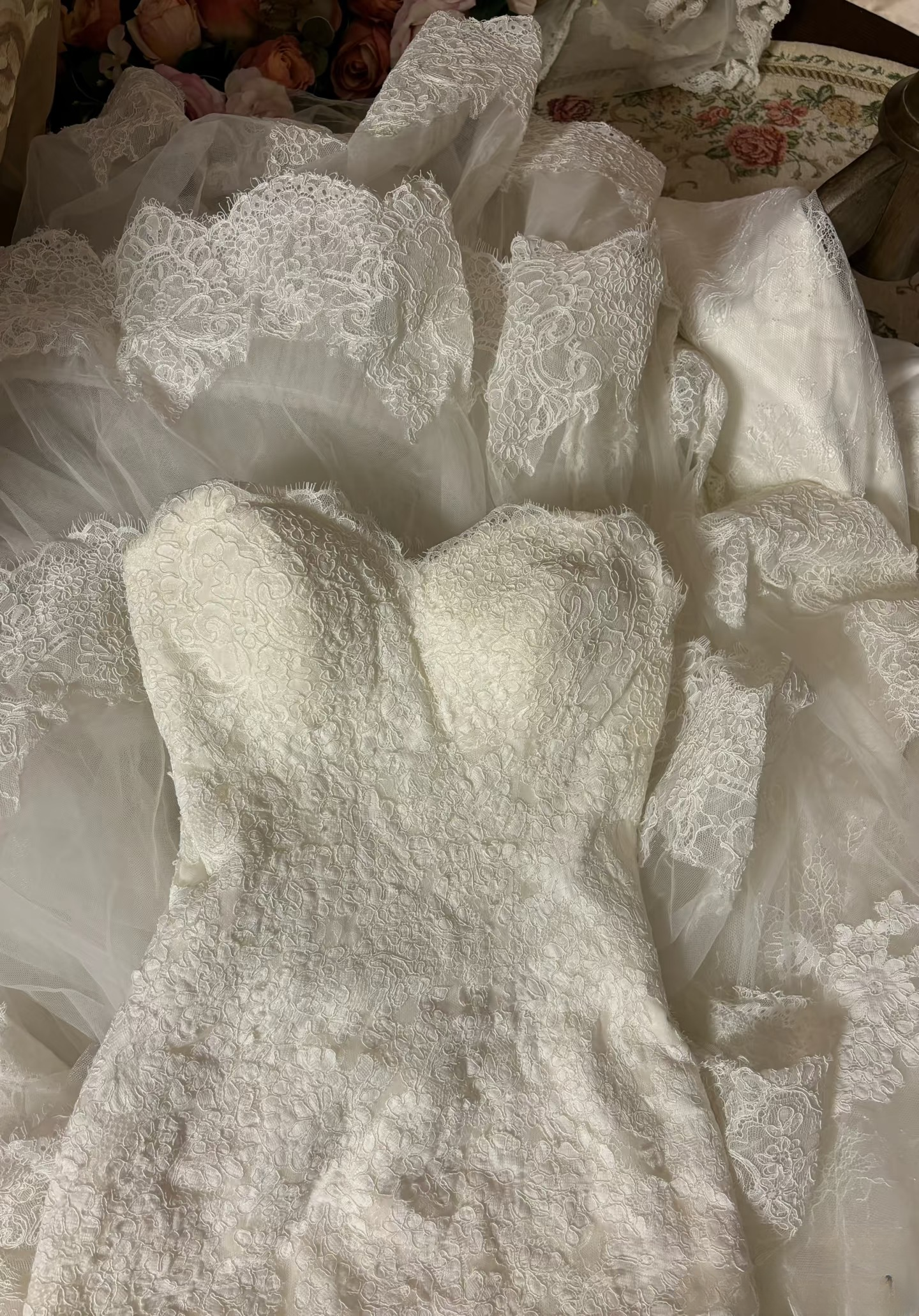 Robe de mariée sirène rétro années 60, bustier blanc ajusté, longue dentelle, AU234