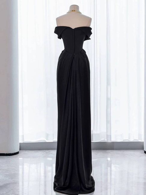 Charmante Meerjungfrau aus der Schulter Schwarz Satin Ballkleider Inspiration Ballkleid Prinzessin Abschlussballkleid AU236