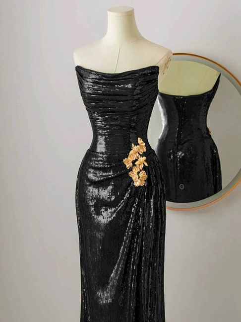 Robe de bal longue bordeaux à paillettes, style sirène, sans bretelles, tenue de soirée pour 20e anniversaire, robe de remise de diplôme, AU248