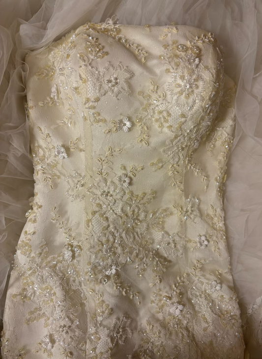 Vintage Mermaid Strapless 1960s White Fitted Corset Pleated Ruched Bride Dress Long Lace Appliques Classy Wedding Dresses AU265