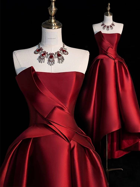 Robe de bal vintage bustier bordeaux en satin, tenue de soirée, tenue de 21e anniversaire, robe de remise de diplôme, AU283