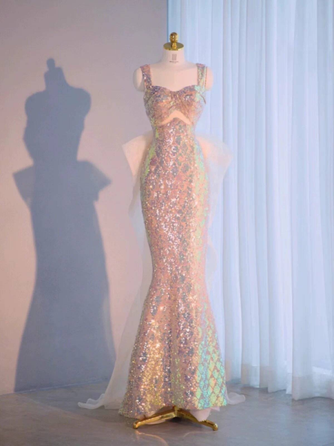 Modest Mermaid Sweetheart Sequin Sleeveless Long Prom Dresses Party Dress 21st Birthday Outfits Graduation Dress AU293