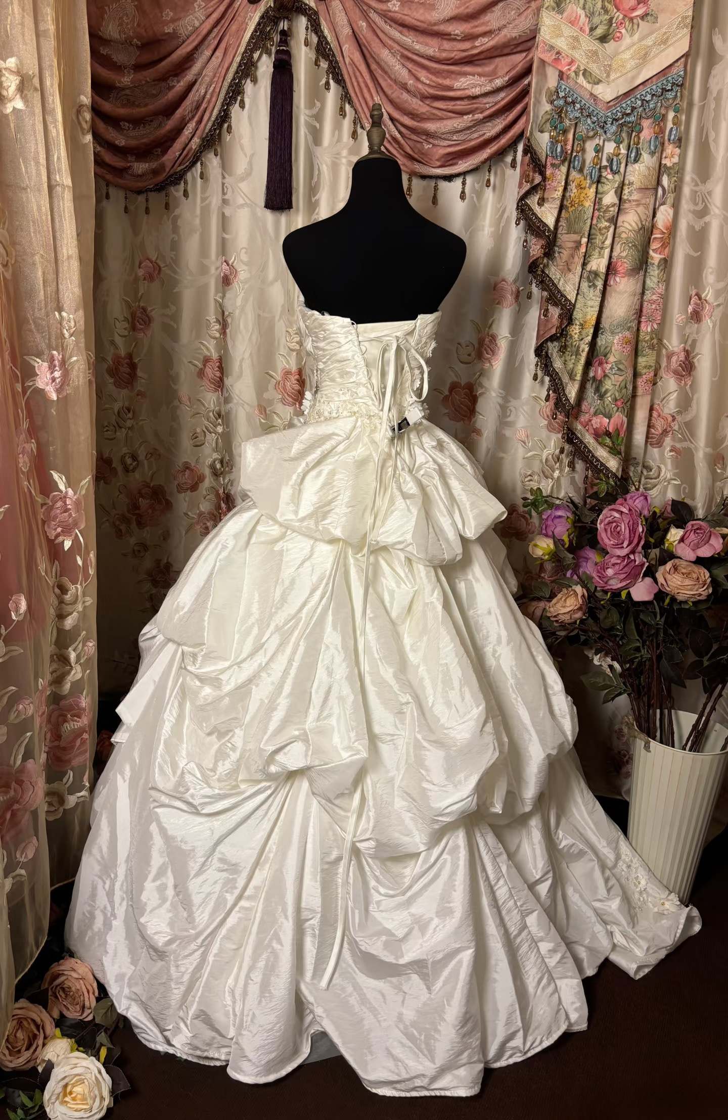 Robe de bal rétro bustier cœur en taffetas ivoire style années 80, robe de mariée longue à corset ajusté, modèle AU318
