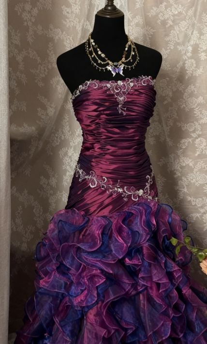 Vintage Prom Dress Outfit Mermaid Strapless Dark Purple Ruched Long 90s Prom Dresses Formal Evening Gowns AU350