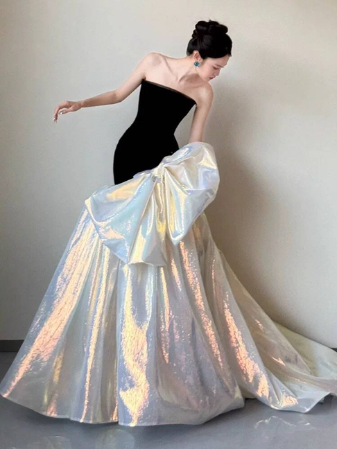 Timeless Mermaid Strapless Black Prom Dresses Party Dress Birthday Outfits Graduation Dress AU393