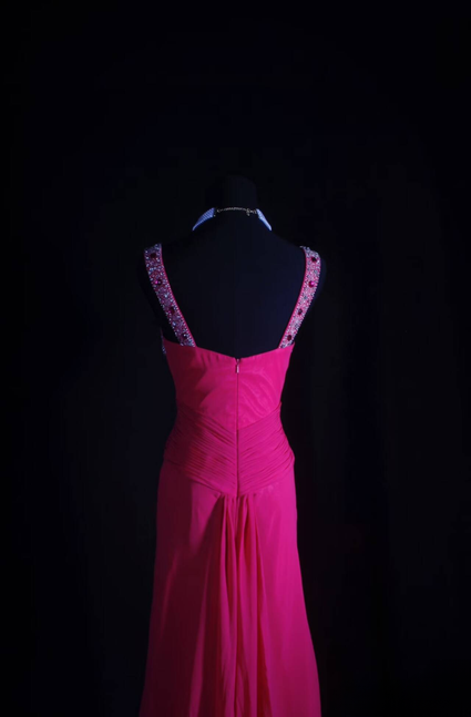Klassische Meerjungfrau V-Ausschnitt Silber Perlen Pailletten Rosa Chiffon Langes Abendkleid Inspiration Party Senior Dance Ballkleider AU539