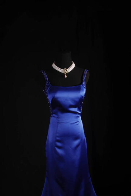 Vintage Meerjungfrau Square Neck Royal Blue Perlen Satin Lange Ballkleider Partykleid Prinzessin Graduation Outfits Für Frauen AU551