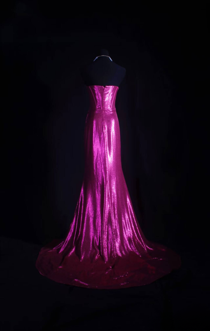 Vintage Mermaid Strapless Sequin Slit Long Prom Dresses Party Dress Princess Graduation Outfits For Women AU567