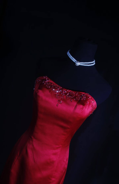 Retro Meerjungfrau Schatz Rot Satin Lange Ballkleider Partykleid Prinzessin Abschluss-Outfits Für Frauen AU572