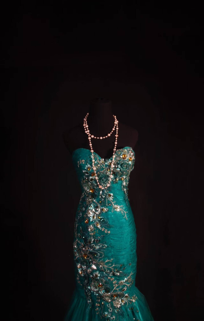 Retro Meerjungfrau Schatz Grün Tüll Perlen Lange Ballkleider Partykleid Abschluss-Outfits Für Frauen AU577