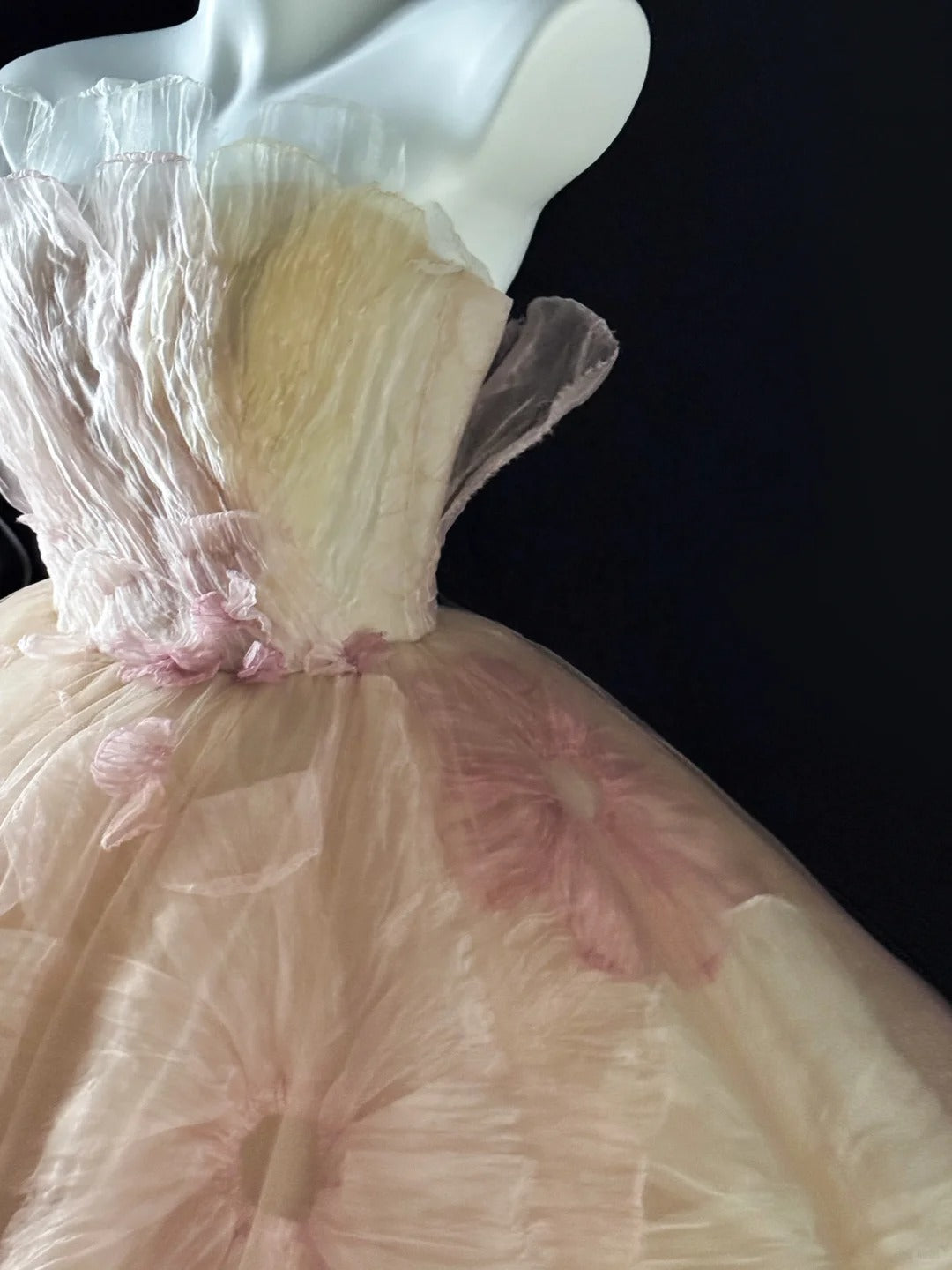 Robe de bal bustier rose à fleurs, longue, en tulle, pour Quinceanera, pour Sweet 15 et 16 ans, AU638