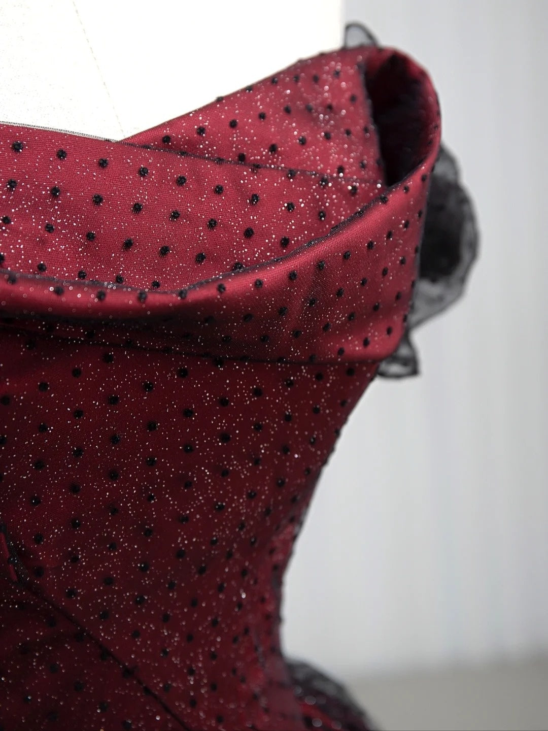 Robe de bal élégante à épaules dénudées, en tulle noir bordeaux, robe de soirée longue, tenue de 18e anniversaire, robe de danse pour lycée AU827