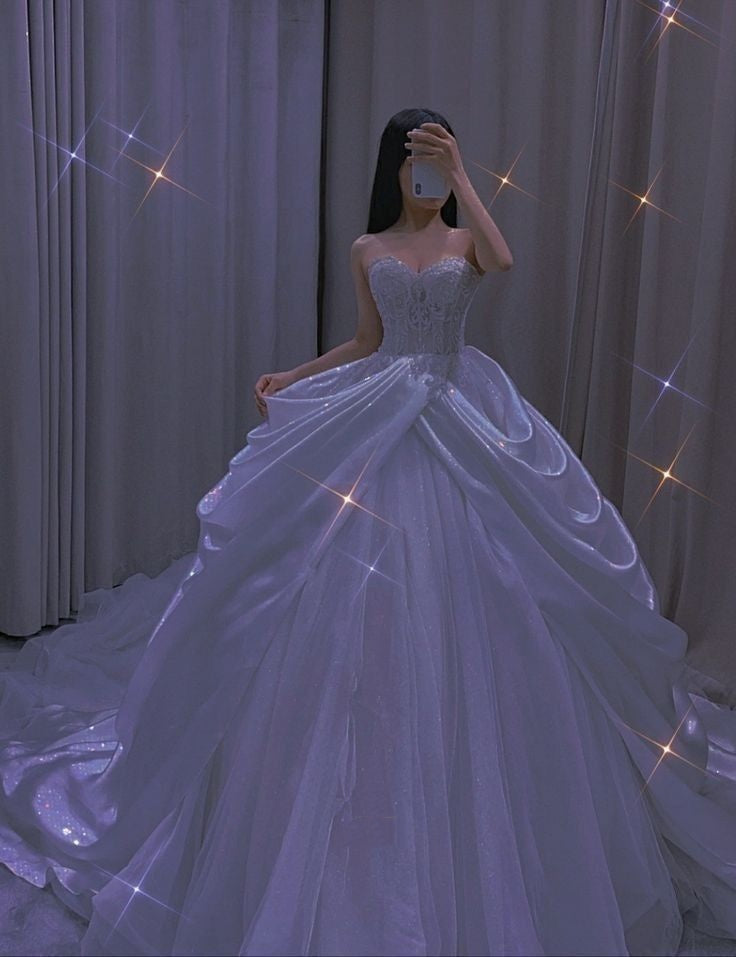 Dreamy Ball Gown Sweetheart White Lace Long Wedding Dress Fairy Formal Ruffles Wedding Dresses B150
