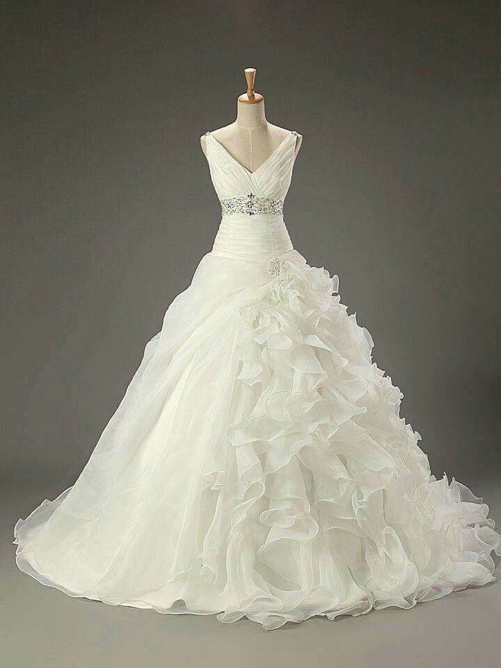 Vintage Ball Gown V Neckline Long Beads Chiffon Wedding Dress Fairytale Wedding Dresses B219