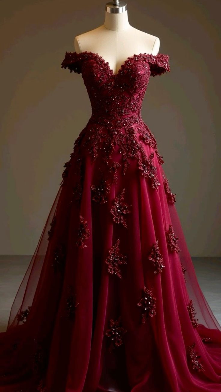 Elegante A-Linie, schulterfrei, Burgunderrot, Tüll, lange Ballkleider, Inspiration, trendige Abendkleider, formelles Ballkleid B367